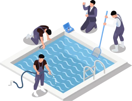 Pool Professionals Cleaning A Pool
